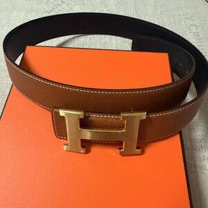 Hermes Men's Tan Leather Belt